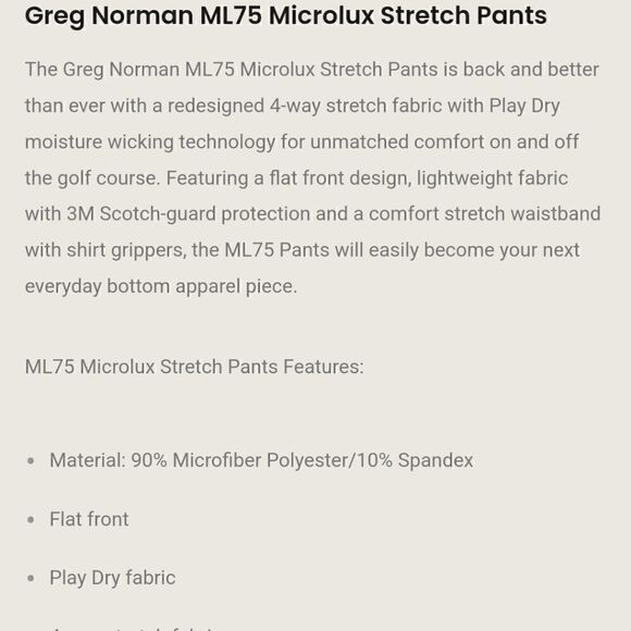 Greg Norman Hi Tech Golf/Travel Pants - Picture 13 of 14